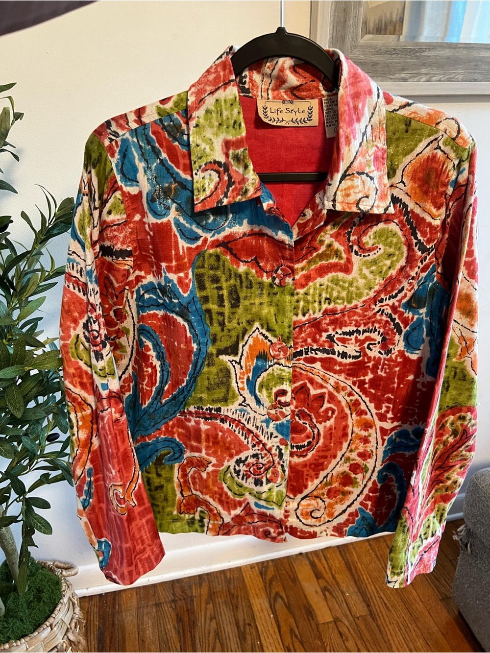 Multicolor Paisley Button-Down Shirt - Red, Green & Blue